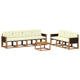 vidaXL Conjunto De Sof&aacute;s De Exterior Con Coj&iacute;n 8 Pcs Natural Y Crema Vidaxl