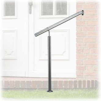 Relaxdays Relaxdays - Pasamanos De Acero Inoxidable, Barandilla De 80 X 90 Cm, Exterior O Interior, Con Soportes, Plateado