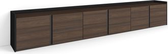 Skraut Home Skraut Home - Mueble Tv, Televisi&oacute;n, Muebles De Sal&oacute;n, Almacenaje, 309x35x50cm, Para Tv Hasta 80, Con Almacenamiento, Estilo Moderno, Roble Oscuro Y N