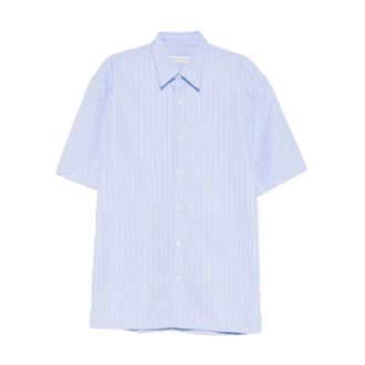 Dries Van Noten Short Sleeve Shirts, male, Blue, Size: XL Classic Collar Short Sleeve Shirt