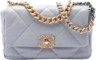 Chanel Pre-owned Medium 19 Flap Bag - Dames - Vintage Schoudertas - Grijs - ONE Size - Leer - Vintage
