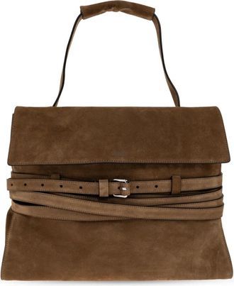 Moschino Tie Me Belted Suede Tote - Dames - Schoudertassen - Bruin - ONE Size - Leer - Tassen