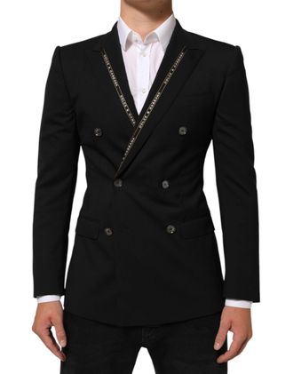 Dolce & Gabbana Mens Black Sicilia Double Breasted Jacket Blazer 02+wo Clothing