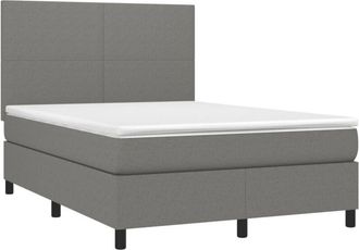 vidaXL Cama Box Spring Con Colch&oacute;n Tela Gris Oscuro 140x190 Cm Vidaxl