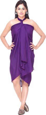 World of Shawls 100% Cotton Plain Sarong (Purple)