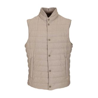 Fedeli Quilted Flannel Vest - male - Fedeli - Waistcoats - Beige - 3XL - Jackets