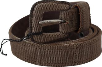 Costume National Brown Leather Logo Buckle Waist Mens Belt