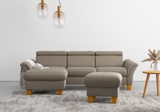 HOME AFFAIRE Ecksofa »Lindgren L-Form« wahlweise mit Bett mit klappbaren Rollen, Kasten und Kopfverstellung