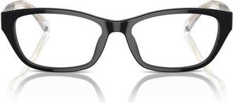 Emporio Armani 54mm Cat Eye Optical Glasses in Shiny Black /Demo Lens at Nordstrom