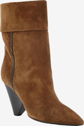 Saint Laurent Spitze Wildlederstiefeletten mit Absatz Niki 85