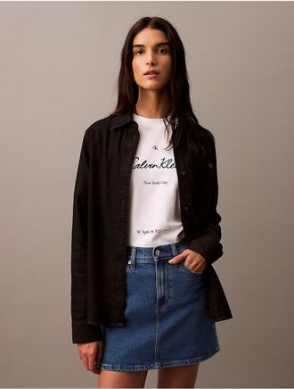 Calvin Klein Jeans Calvin Klein Womens Classic Denim Button-Down Shirt - Black - XS