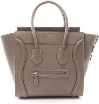 Celine Beige Leather Handbag Tote Bag (Pre-Owned)
