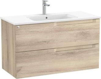 Roca Roca - Pack Mueble Base De 2 Cajones + Lavabo Aleyda Color: Beige Madera - Medidas: 1005x460x565 Mm - Posici&oacute;n Del Lavabo: Central