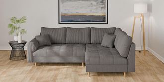 HOME AFFAIRE Ecksofa »CHARRE L-Form mit Ottomane, Masse B/T/H: 231/161/81 cm« feine Steppung, lose Rücken- und Zierkissen, auch in Cord und Bouclé