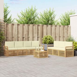 vidaXL Vidaxl Set Divani 8 Pz Bianco E Crema Poliestere