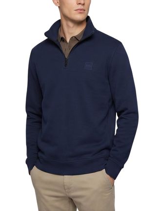 HUGO BOSS Half zip trui navy Boss orange