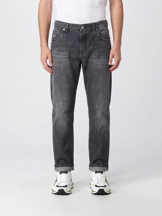 Dolce & Gabbana Straight Fit Five-Pocket Jeans in Cotton Denim with Logo Plaque