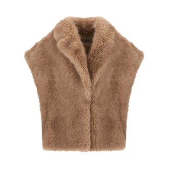 Herno Jassen, Dames, Beige, L, Polyester, Nep Bontjas