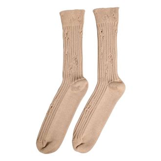 Dolce & Gabbana Accessoires, unisex, Beige, ONE Size, Katoen, Distressed Mid Calf Accessoires Sokken
