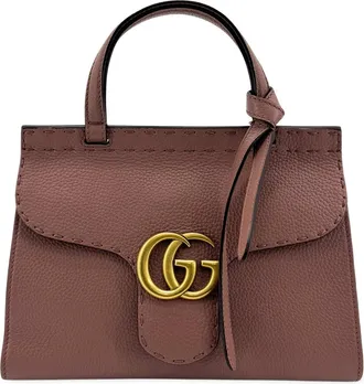 Gucci Gg Marmont Top Handle Leather Pink Leather Handbag (Pre-Owned)