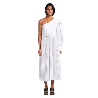 Federica Tosi Monospalla -jurk met geplooide rok - Dames - Kleedjes - Wit - S - Kleedjes