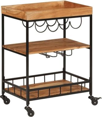 vidaXL Bar Cart 60x40x80 cm Solid Wood Acacia and Iron vidaXL
