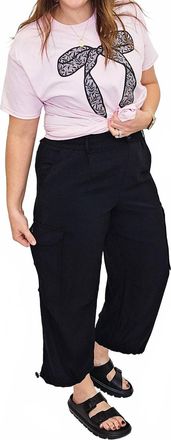 Tribal Flowy Cargo Pants With Cord In Black