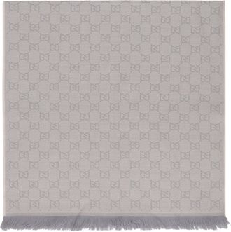 Gucci Womens Wool Scarf Gg Grey Scarfs