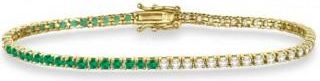 Allurez Diamond & Emerald Eternity Tennis Bracelet 14K Yellow Gold (3.66ct)