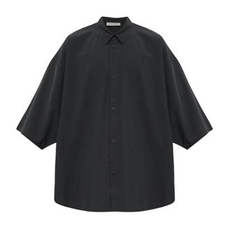 Fear of God Overhemden, Heren, Zwart, 2Xl, Wol, Zijden Blend 3/4 Mouw Knopen Shirt