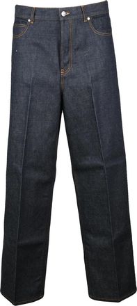 Ferragamo Blue Cotton Wide-Leg Jeans