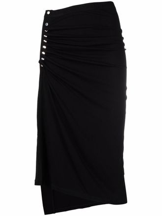 Paco Rabanne asymmetric midi skirt - women - Spandex/Elastane/Viscose - 34 - Black