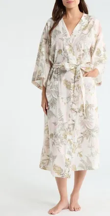 Nordstrom Peached Cotton Lawn Robe in Ivory- Olive Fern Toile at Nordstrom, Size X-Large