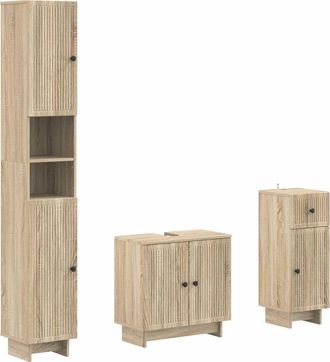 vidaXL Juego De Armarios De Ba&ntilde;o De 3 Piezas Ede Madera De Ingenier&iacute;a Vidaxl