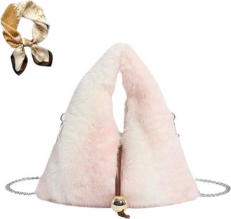 Generic Brown Deer Print Dumpling Bag for Women, Fall Faux Fur Animal Handbag, Retro Plush Large Capacity Chain Shoulder Bags