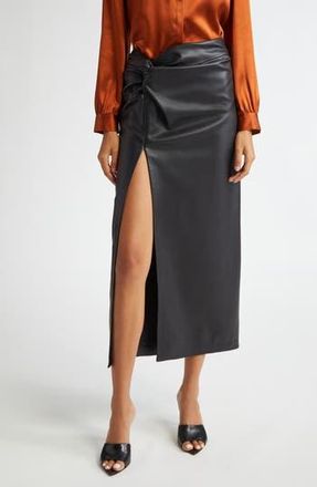 L'agence Lilou Twist Front Faux Leather Skirt in Black at Nordstrom Rack, Size 16