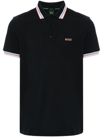 BOSS Gestreept poloshirt - Zwart