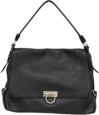 Ferragamo Pre-owned One-shoulder tas Gg-21 D205 - Dames - Vintage Schoudertas - Zwart - ONE Size - Leer - Vintage