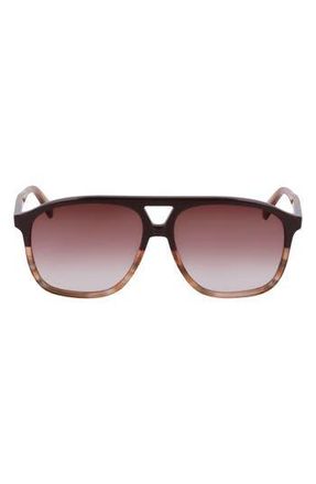 Longchamp Heritage 58mm Gradient Aviator Sunglasses in Purple/Havana at Nordstrom Rack