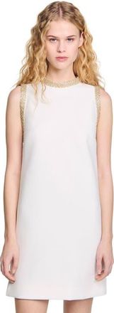 Sandro mini dress with rhinestone details in Ecru at Nordstrom, Size 38 Eu