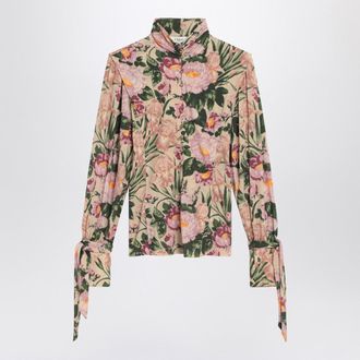 Chloé Chloé Turtleneck Jersey Wool Sweater With Floral Print