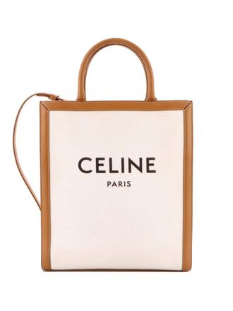 Celine Vertical Cabas Canvas with Leather Small tote bag - Neutrals