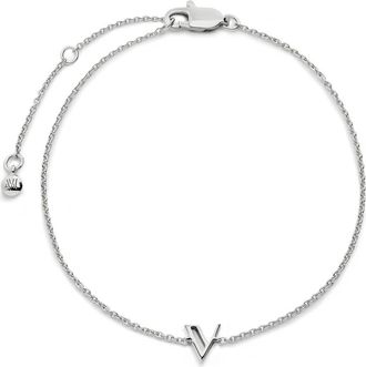 Monica Vinader Initial Pendant Bracelet in Sterling Silver V at Nordstrom