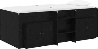 vidaXL Marco De Cama Loft Con Armario Con Almacenamiento 3 Uds. Negro Vidaxl