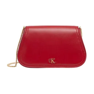 Calvin Klein Cross Body Bags, female, Red, Size: ONE SIZE Curved Monogram Chain Wallet