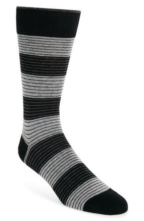 Cole Haan Stripe Dress Socks in Black at Nordstrom