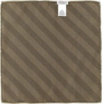 Brunello Cucinelli Geometric Silk Pocket Square - Beige