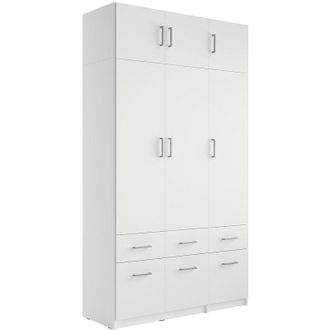 Vente-Unique Armadio 3 ante e 6 cassetti L136 cm Bianco + Estensione - BELOMY
