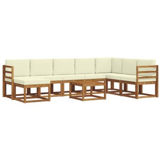 vidaXL Conjunto De Sof&aacute;s De Exterior Con Coj&iacute;n 9 Pcs Natural Y Crema Vidaxl