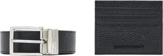 Emporio Armani leren kaartetui en riemset